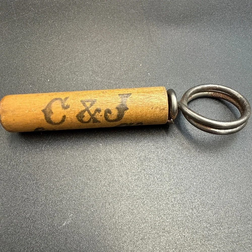 Vintage Wood Corkscrew Opener C&J Ginger Ale Beacon Ave. Lawrence MASS Adv.